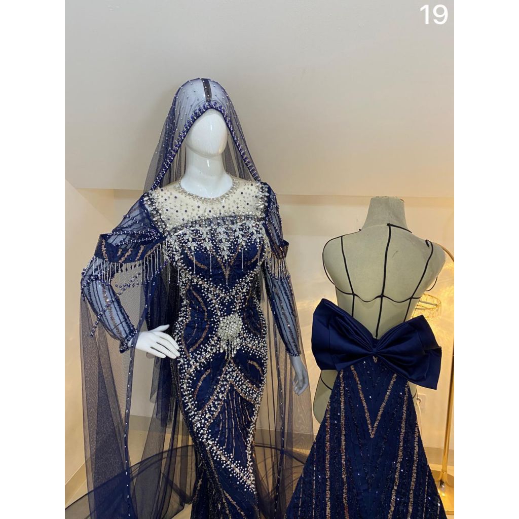 Gaun pengantin slim navy
