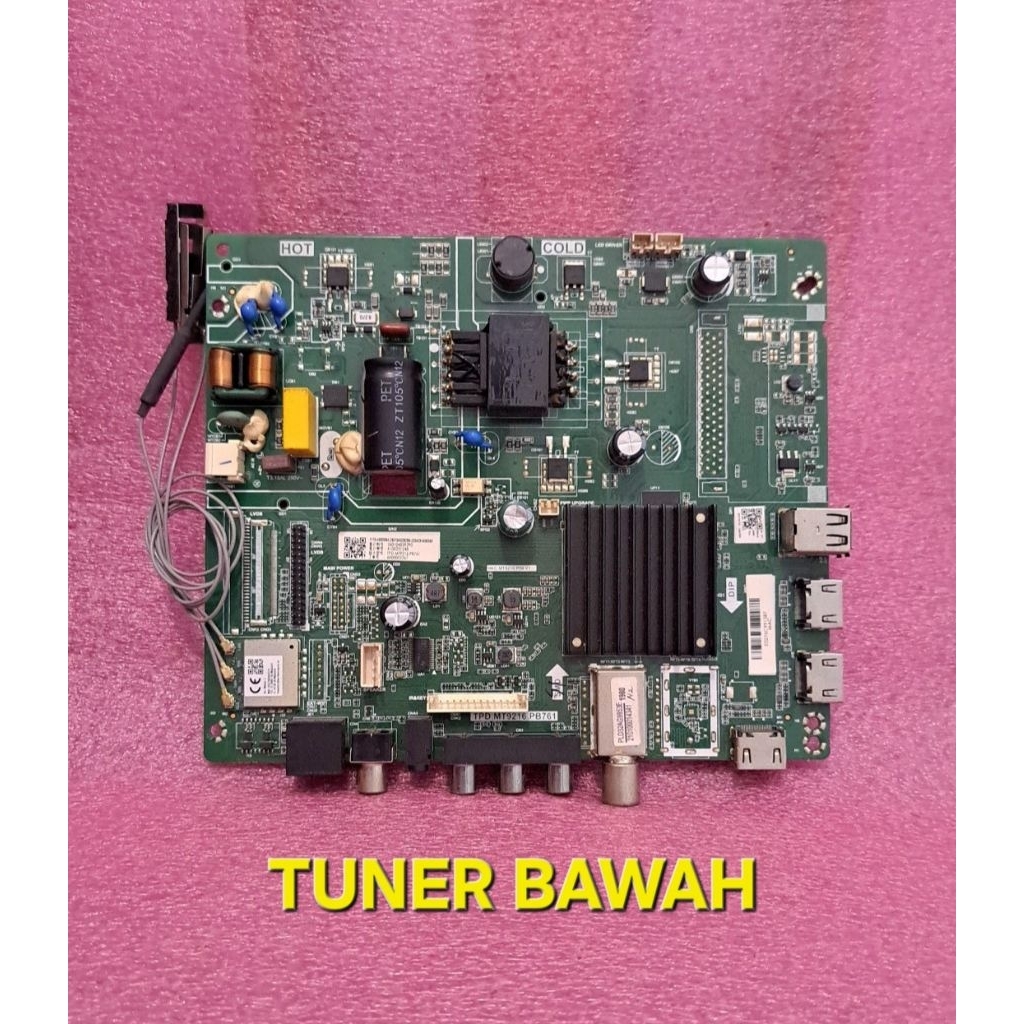 MB mainboard tv Polytron PLD 32BAG9953 model Tuner bawah