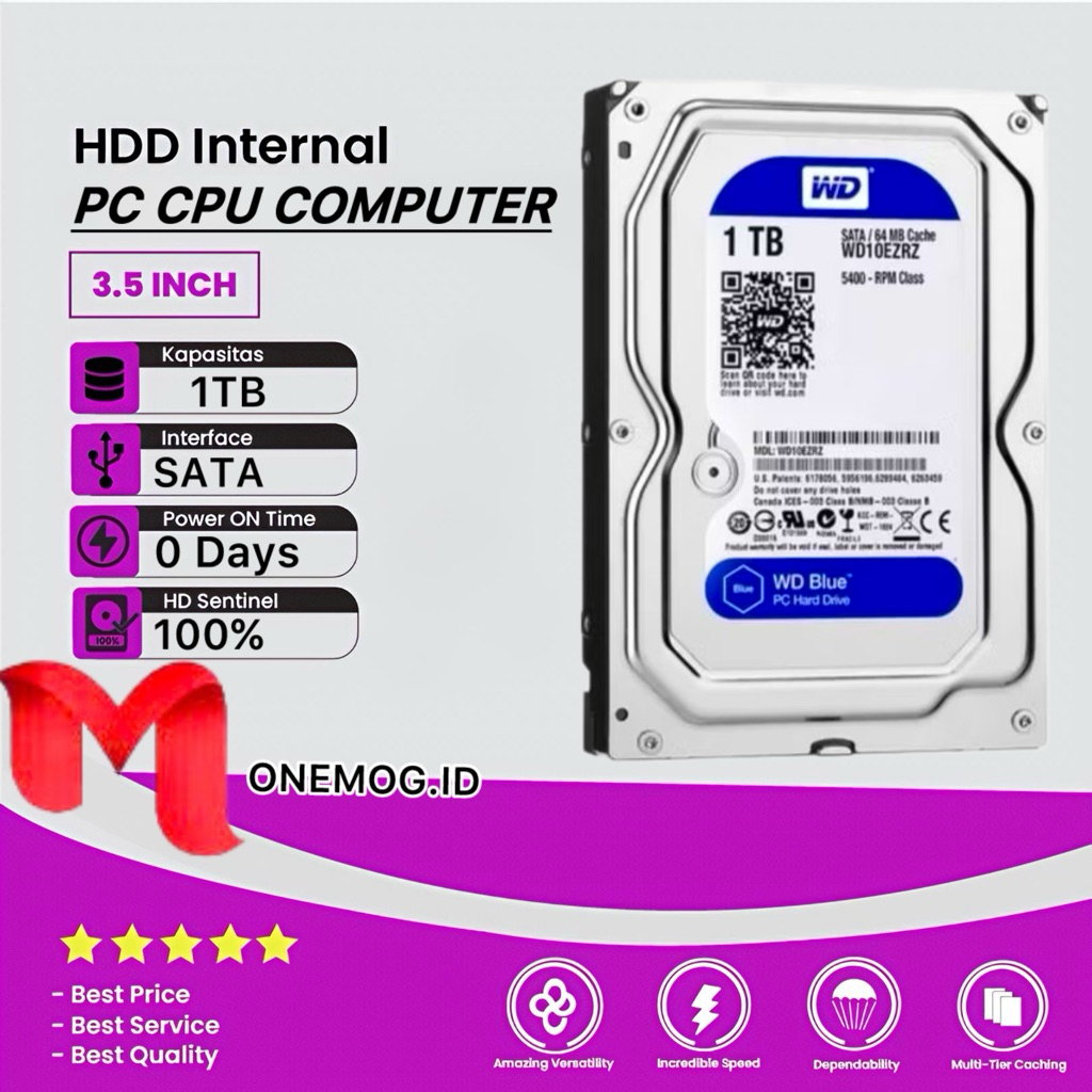 Hardisk Internal 1TB WD Blue Sata 3.5 Baru Promo Hardisk 1TB For Pc Cpu Computer