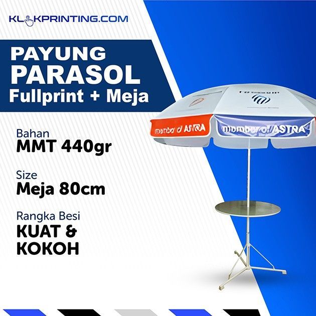 Payung Parasol Fullprint + Meja 80cm