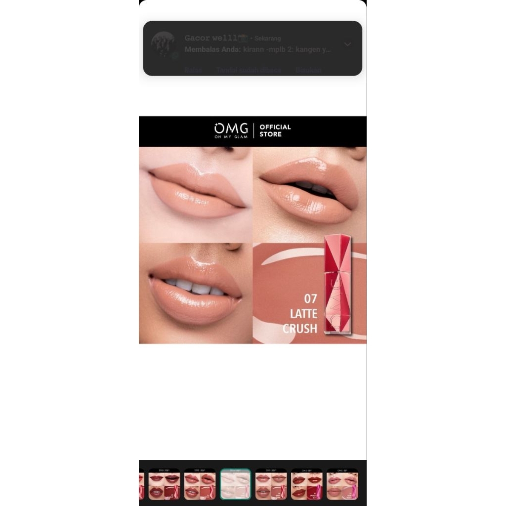 Lip Vinyl OMG shade 07  latte crush masih baruu