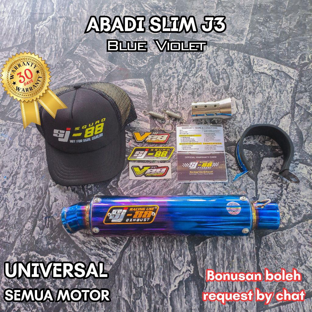 Knalpot SJ88 SILINCER Abadi Slim J3 Blue Violet Silinser Original SJ-88 Racing Exhaust Slinser Selen