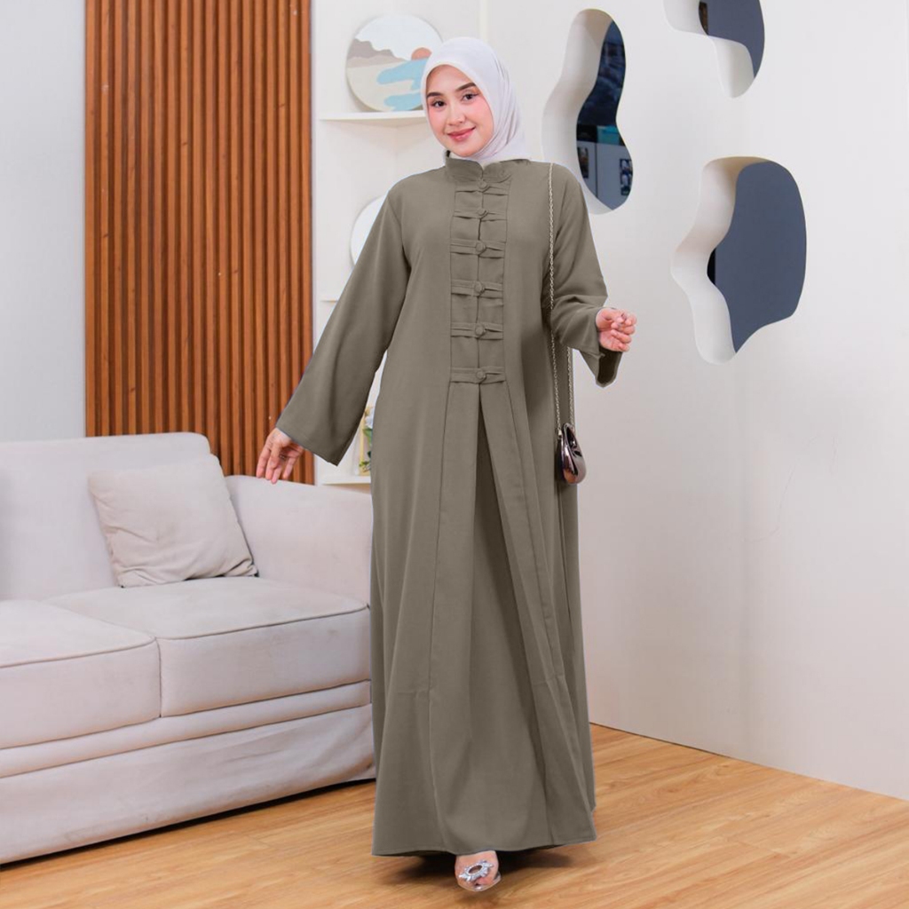 BUSANA BAJU MUSLIM | FARRASI Dress Cheongsam Wanita Dress Maxi Casual