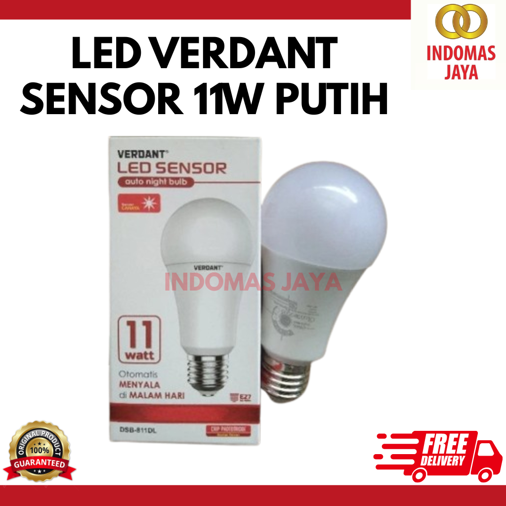 Lampu verdant 11watt putih led sensor cahaya otomatis menyala dimalam hari