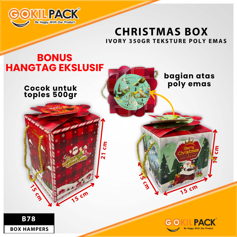 Kotak Kue|Kotak NatalBox Hampers|Toples 500gr|Dus|Box Packaging|B78