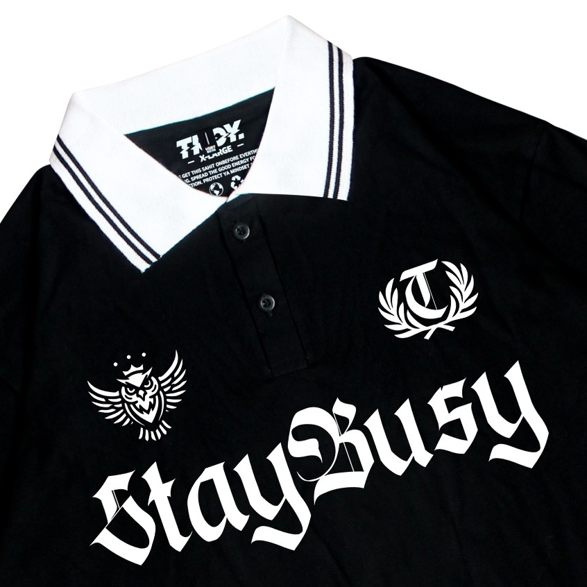 Troy Company Kaos Polo Hitam - Laurel Wreath Polo Shirt Black PRD 3007