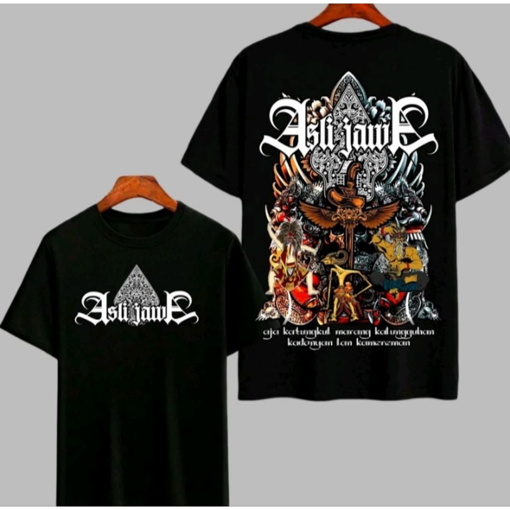 Kaos Pria-Lengan Pendek-ASLI JAWA-DESAIN WAYANG GUNUNG//Baju Atasan Kaos lengan Pendek Murah/T-shirt