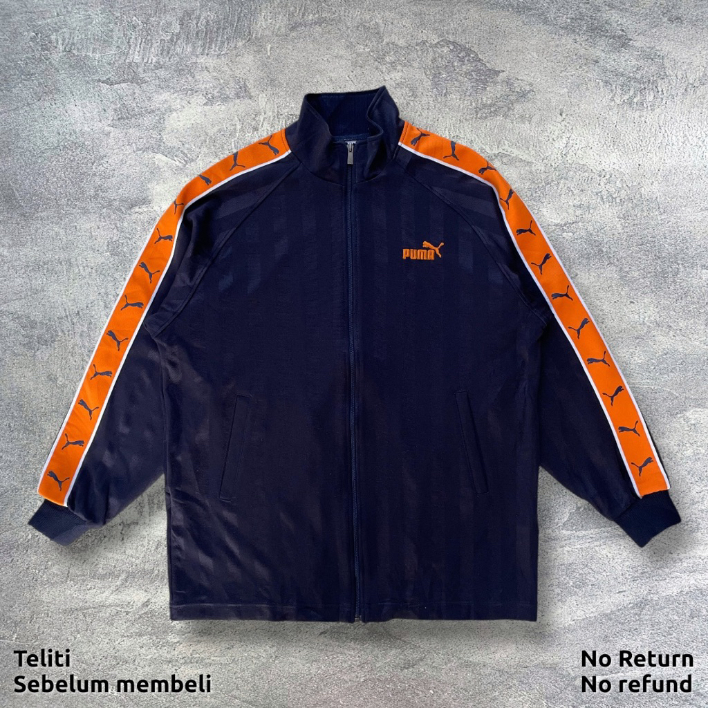 Jaket Tracktop Puma Navy Spell Out