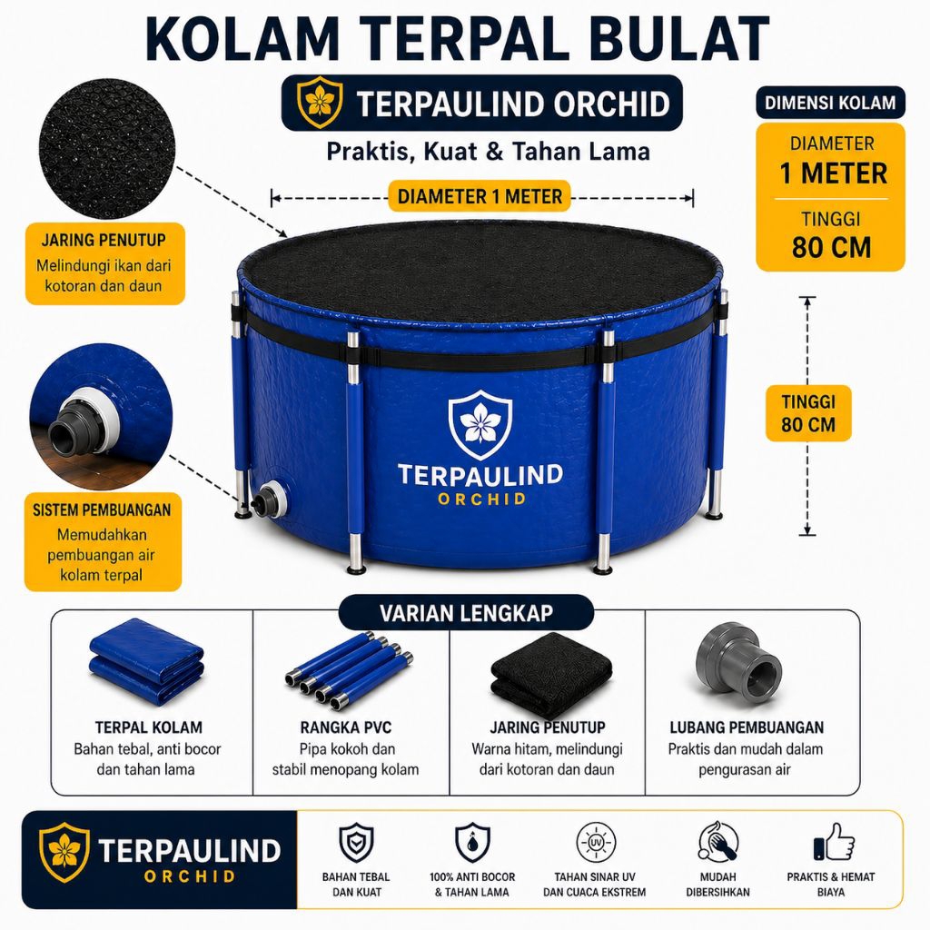 Vat Kolam Terpal Diameter 1M Tinggi 80Cm