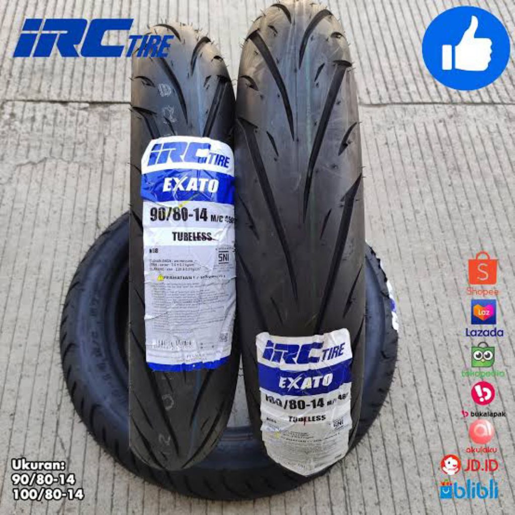 paket sepasang IRC exato ring 14 ukuran 90/80 dan 100/80