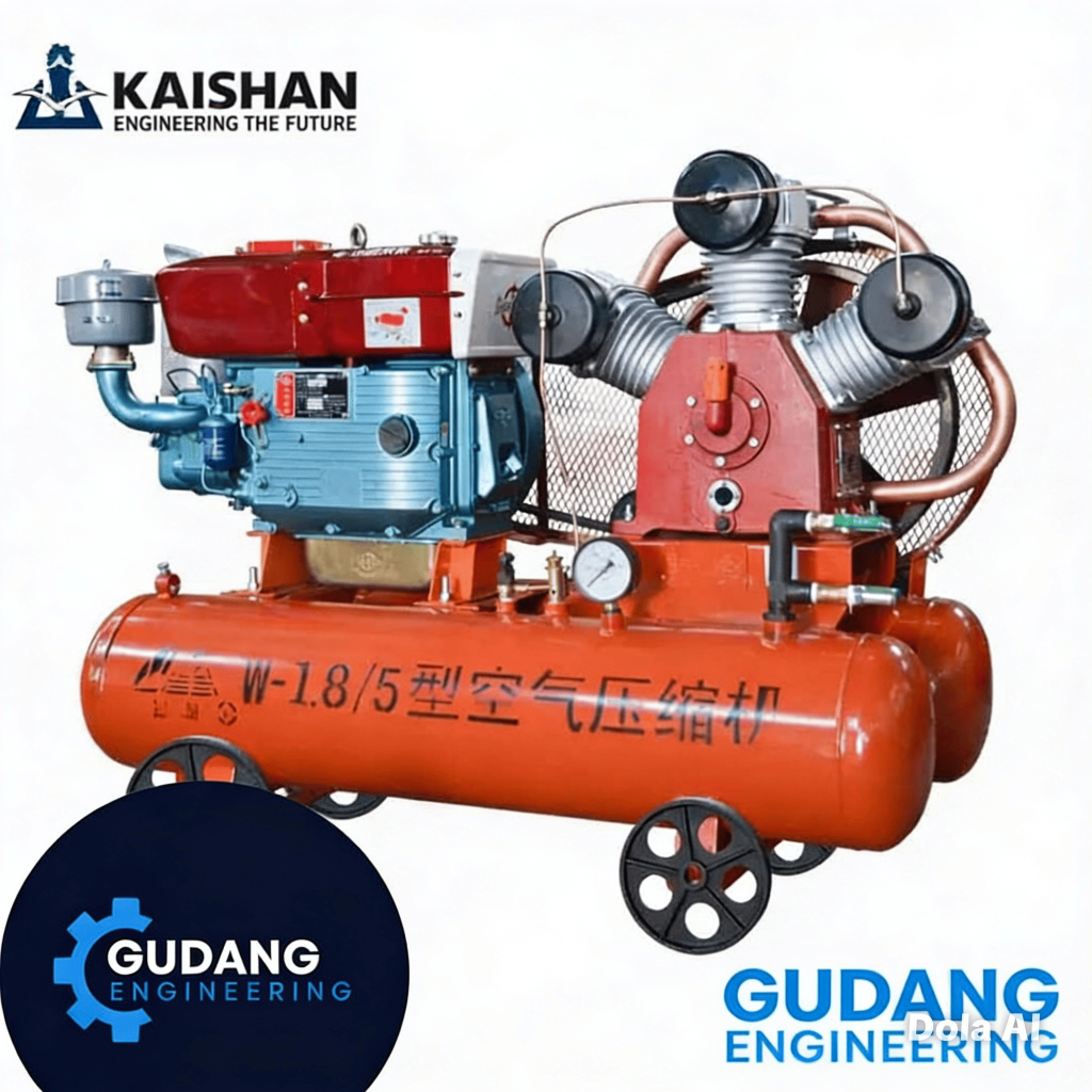 MESIN KOMPRESOR DIESEL ANGIN 2 TABUNG (22HP) Diesel Engine ENGKOL