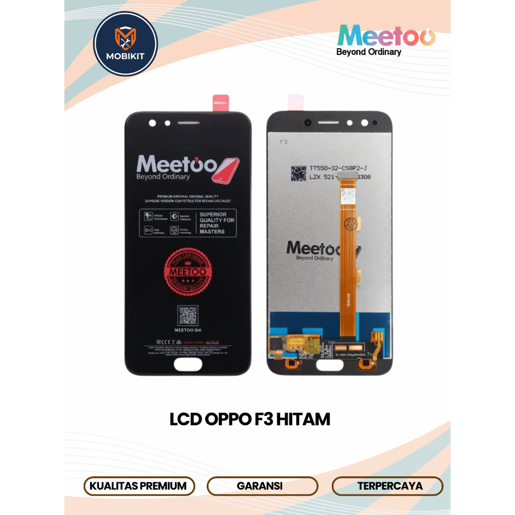 LCD MEETO TOUCHSCREEN OPPO F3 HITAM-PUTIH  / A37 FULLSET