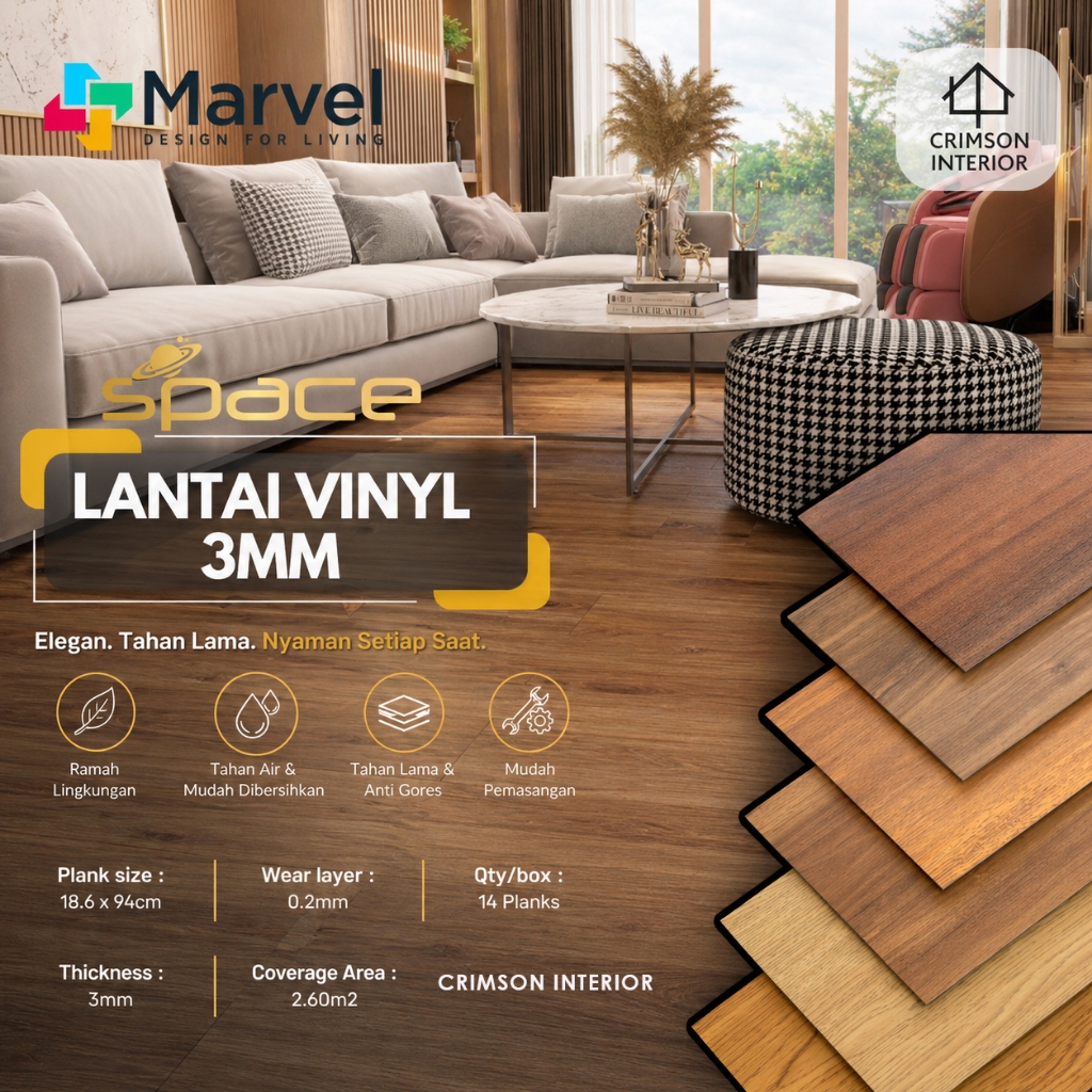 LANTAI VINYL MARVEL 3MM  | FLOORING VINYL SPACE MARVEL SPACE WOOD