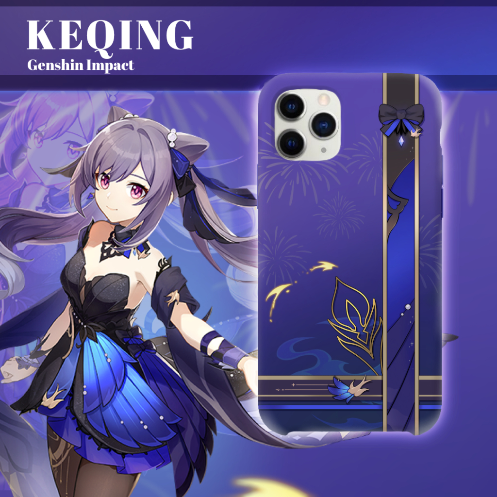 Keqing Genshin Impact Vertical Pattern Phone Case : Casing Keqing Semua Jenis Tipe Hp