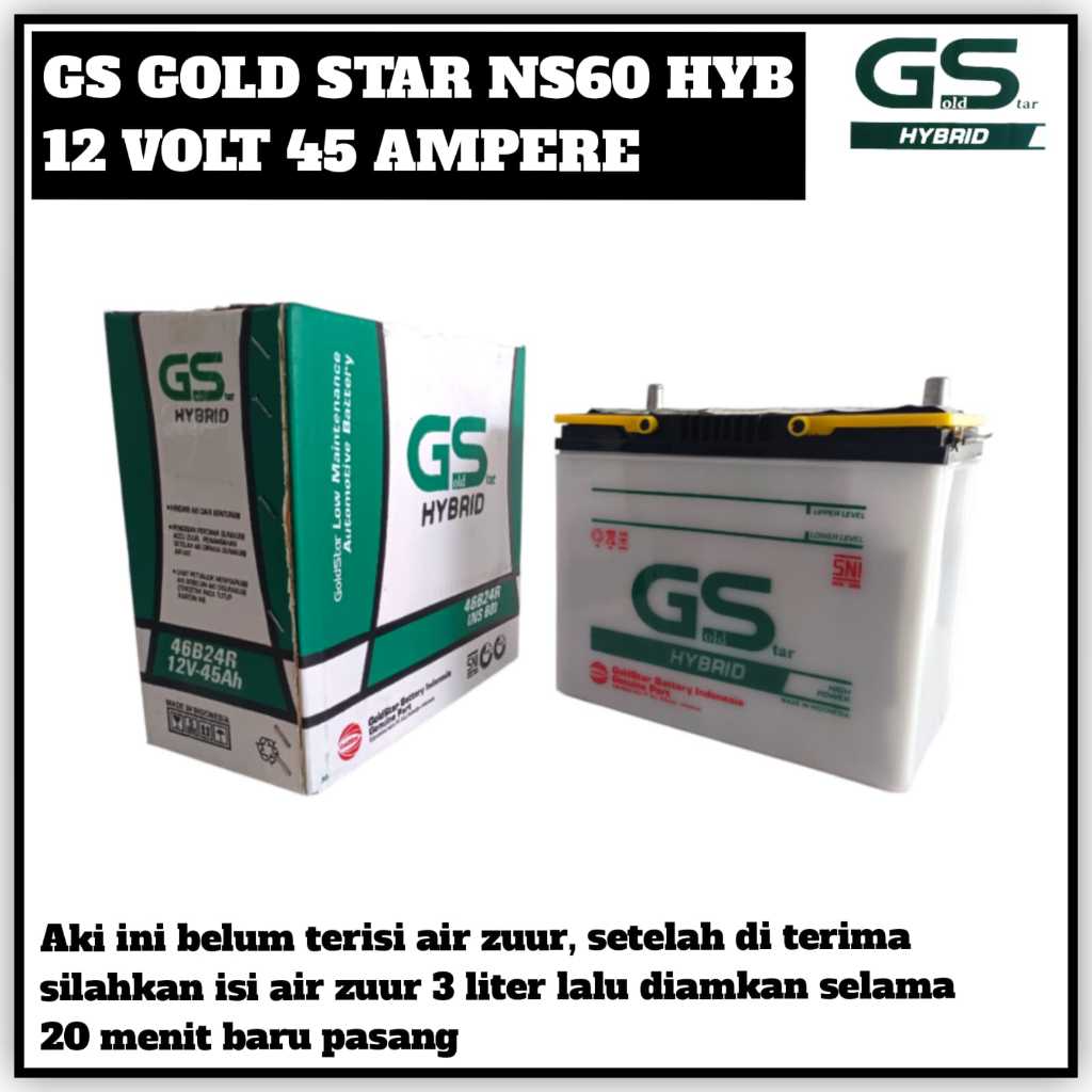 Aki Mobil Avanza/Terios/Rush/Taruna/Xenia/Katana/Escudo/APV GS Gold Star Ns60 Premium 45 ampere