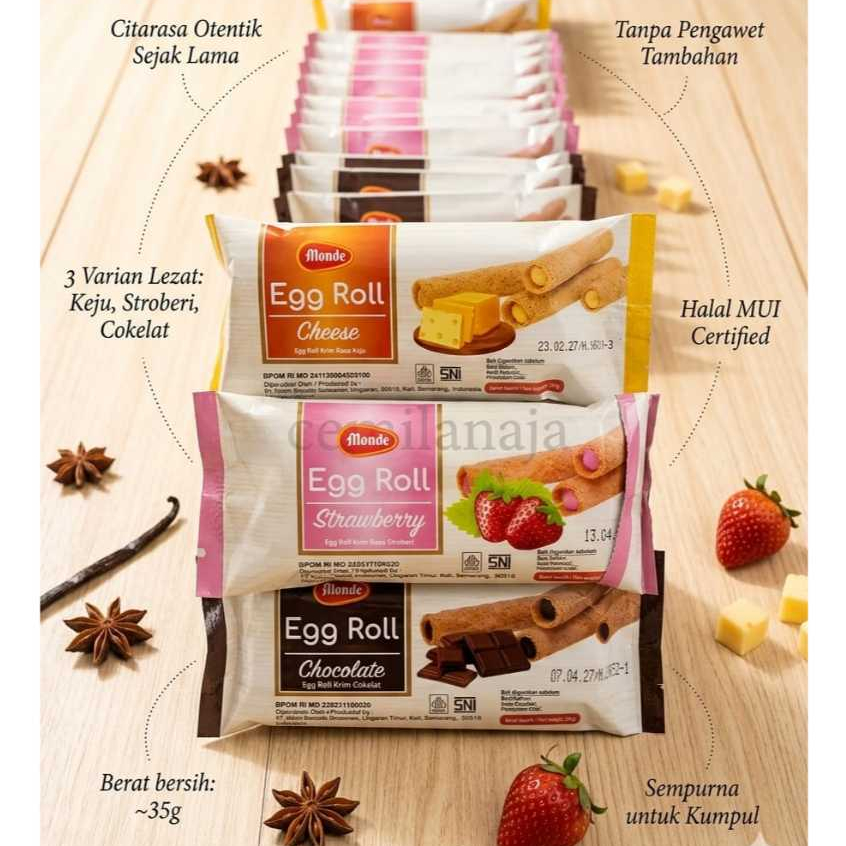 [PROMO!!] Monde Egg Roll 1 Pak isi 10x35 gram - Snack Monde eggroll kecil nikmat dan hemat