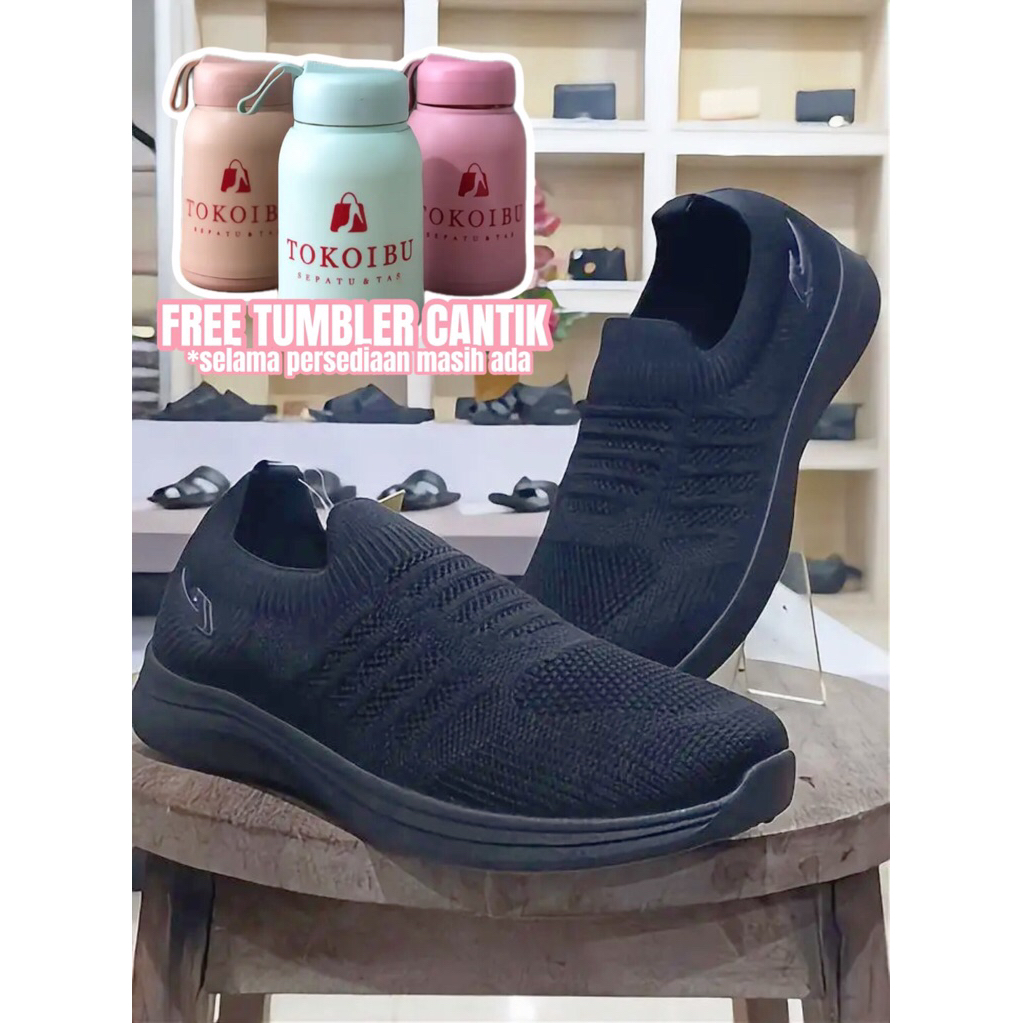 sepatu cewe dewasa NEW ERA / WINDA 08 / hitam.hitam & hitam.putih