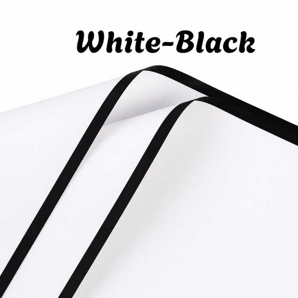 20 Lembar Kertas Buket Cellophane Frame WhiteBlack Flower Wrapping
