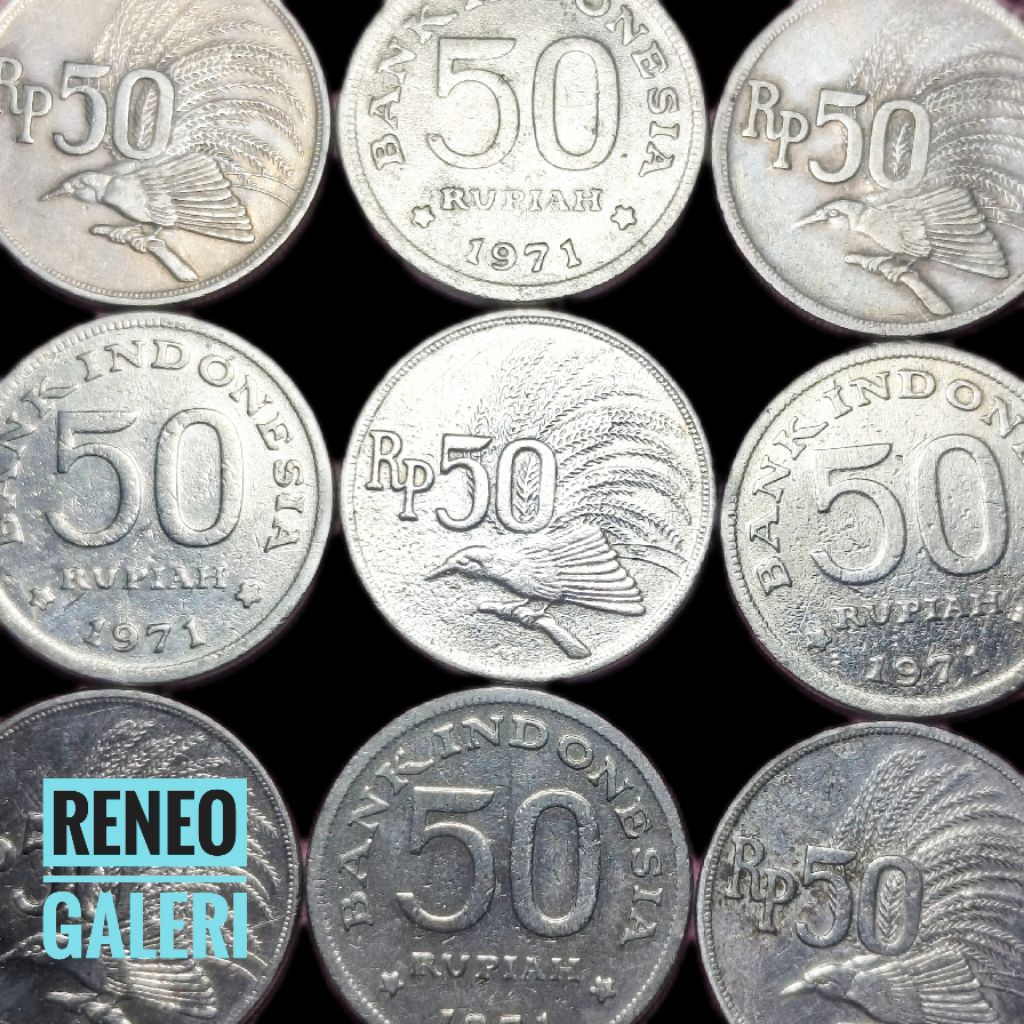VF cuci 50 Rupiah Burung Cenderawasih Tahun 1971 cendrawasih Uang koin kuno logam Indonesia original