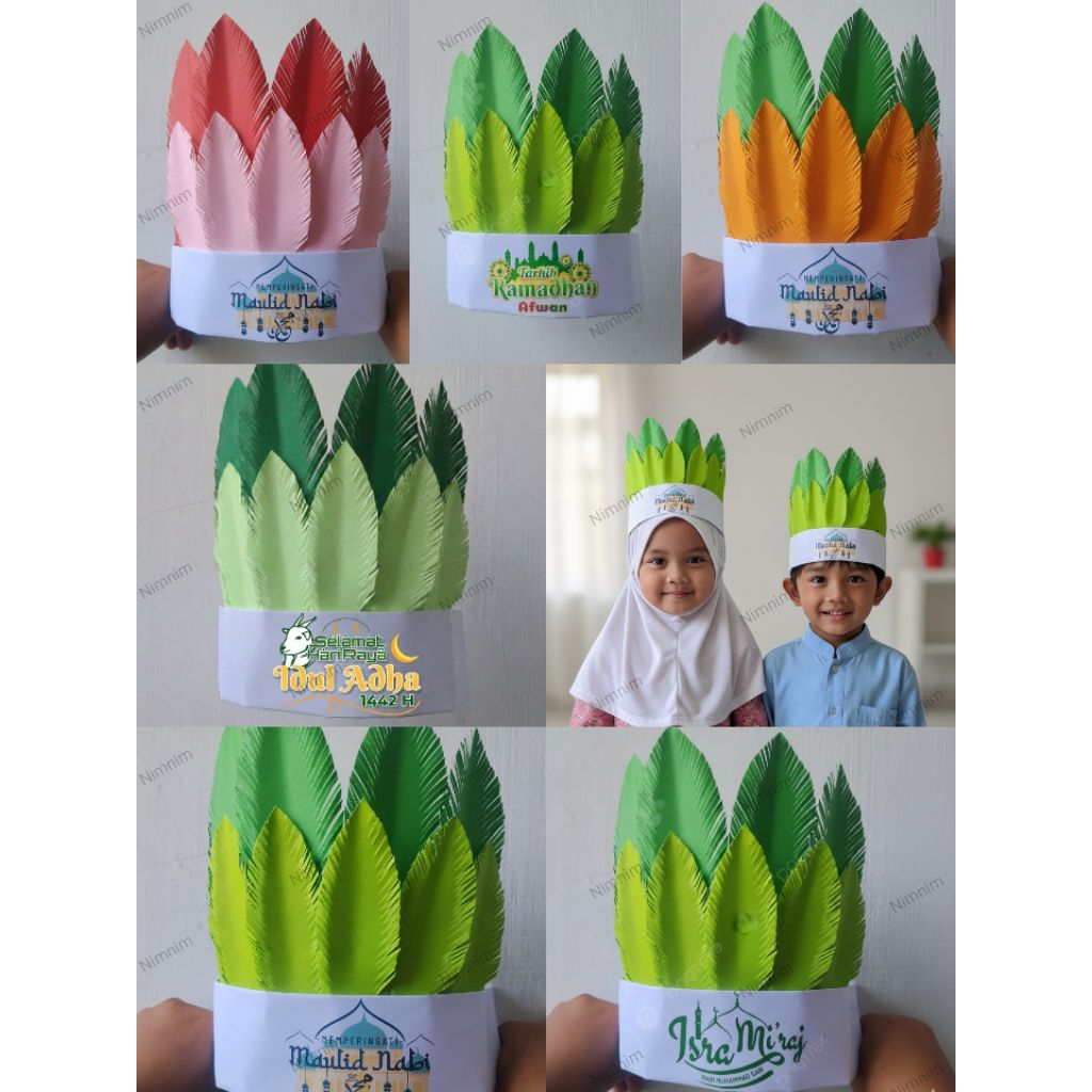 Hiasan kepala Topi pawai maulid nabi Tarhib ramadhan idul Fitri idul adha pahlawan kemerdekaan RI