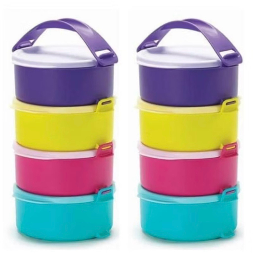 Tupperware small fun click to go round 550ml rantang bulat 4 susun