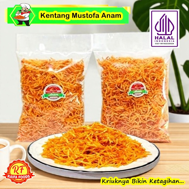 ANAM Kentang Mustofa 1kg, Keripik Goreng Kering Balado Original Pedas Manis Teri Kacang,Snack Kiloan