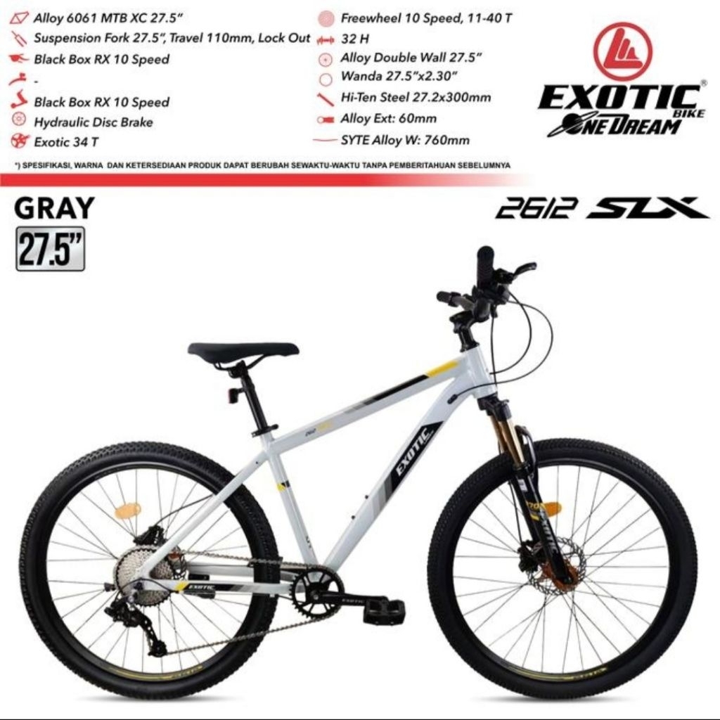 Sepeda Gunung/MTB Exotic 2612 SLX Alloy 27'5Inch Rem Hydraulic