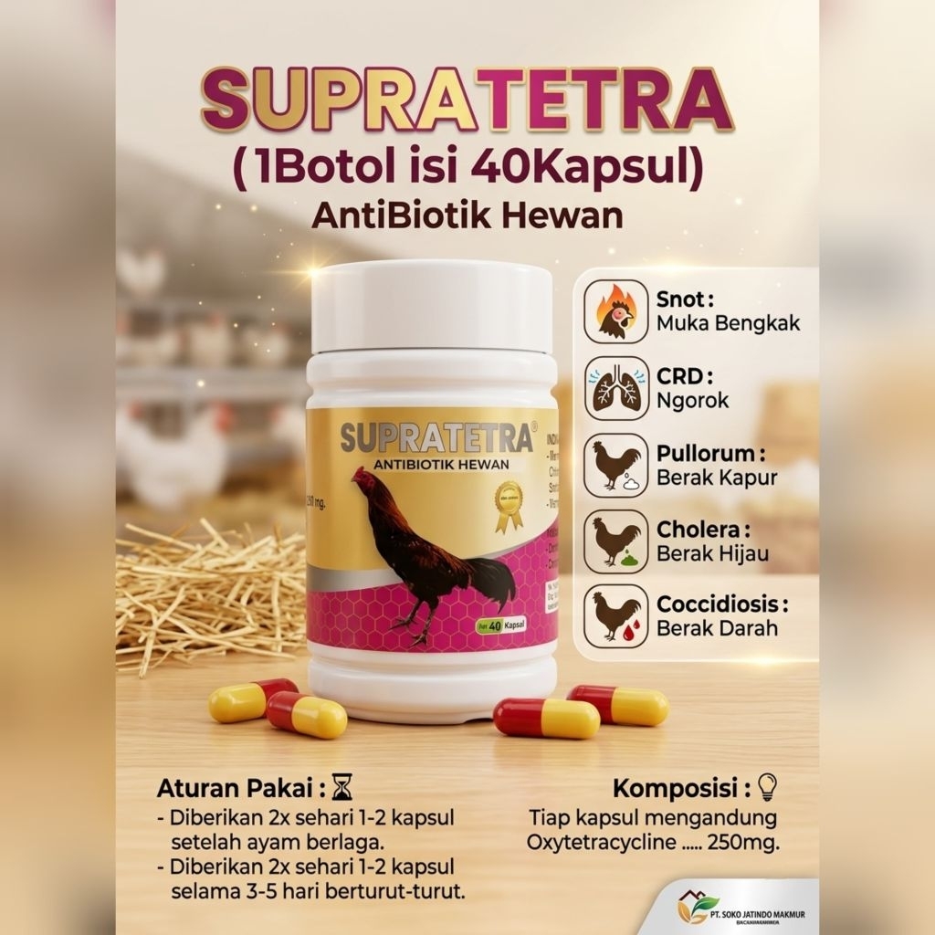 Super Tetra / Supra Tetra / Supertetra / Supratetra Isi 40 Kapsul PT. Sooko Jatindo Makmur Obat Anti