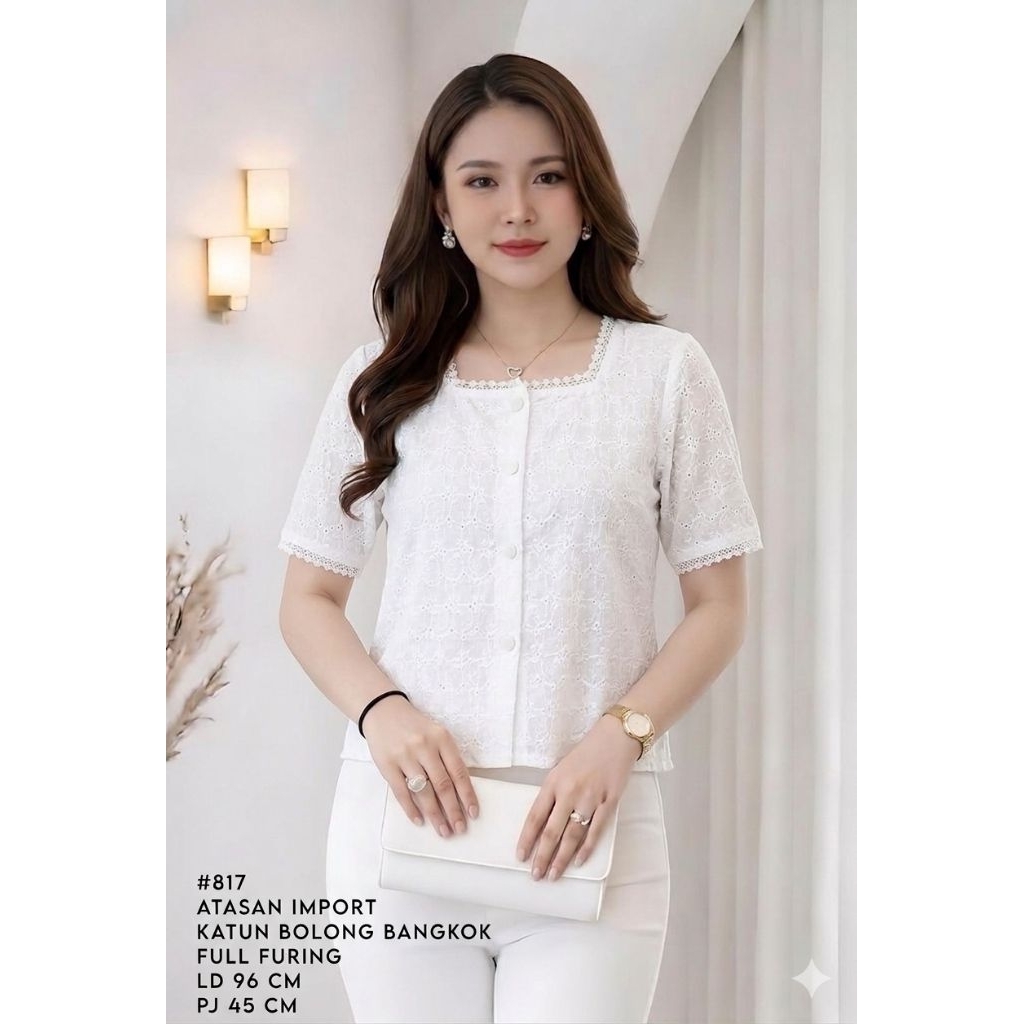 Atasan blouse katun Bangkok premium tebal katun bolong