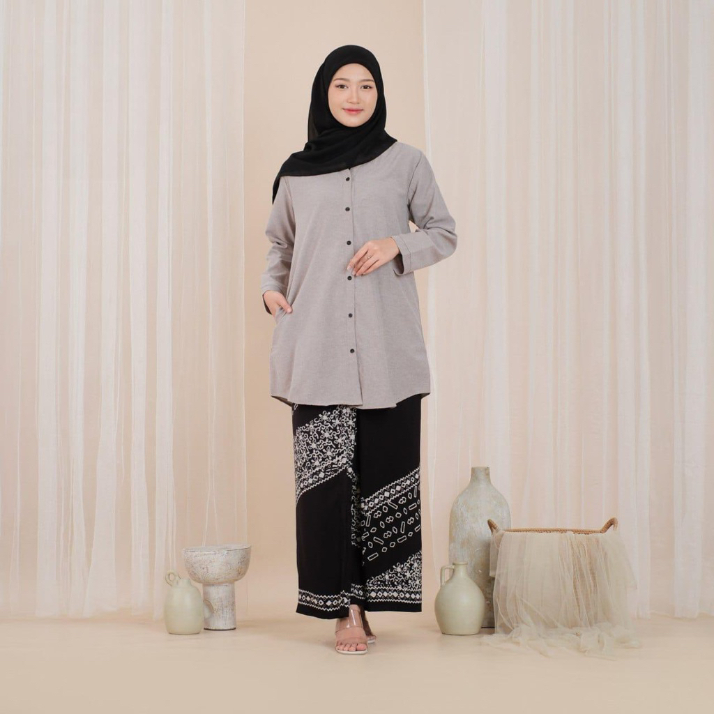 Kemeja Tunik Polos Santriwati Lengan Panjang Baju Tunik