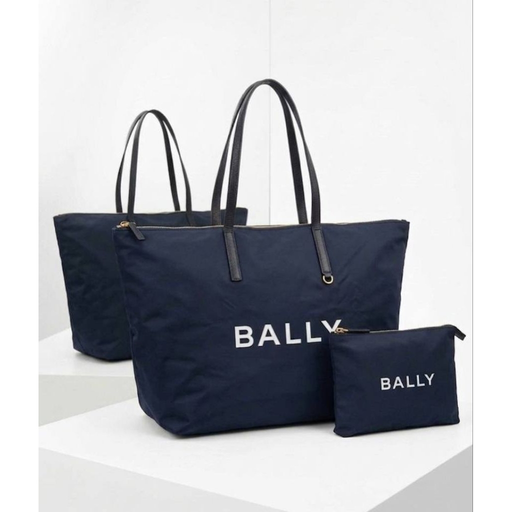 Bally Foldable Tote Nylon Navy