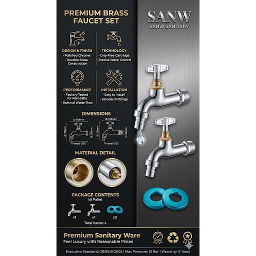 Kran Taman / Kran Air Taman Bisa Dikunci / Kran Air Tembok Kunci / Garden Faucet Kunci