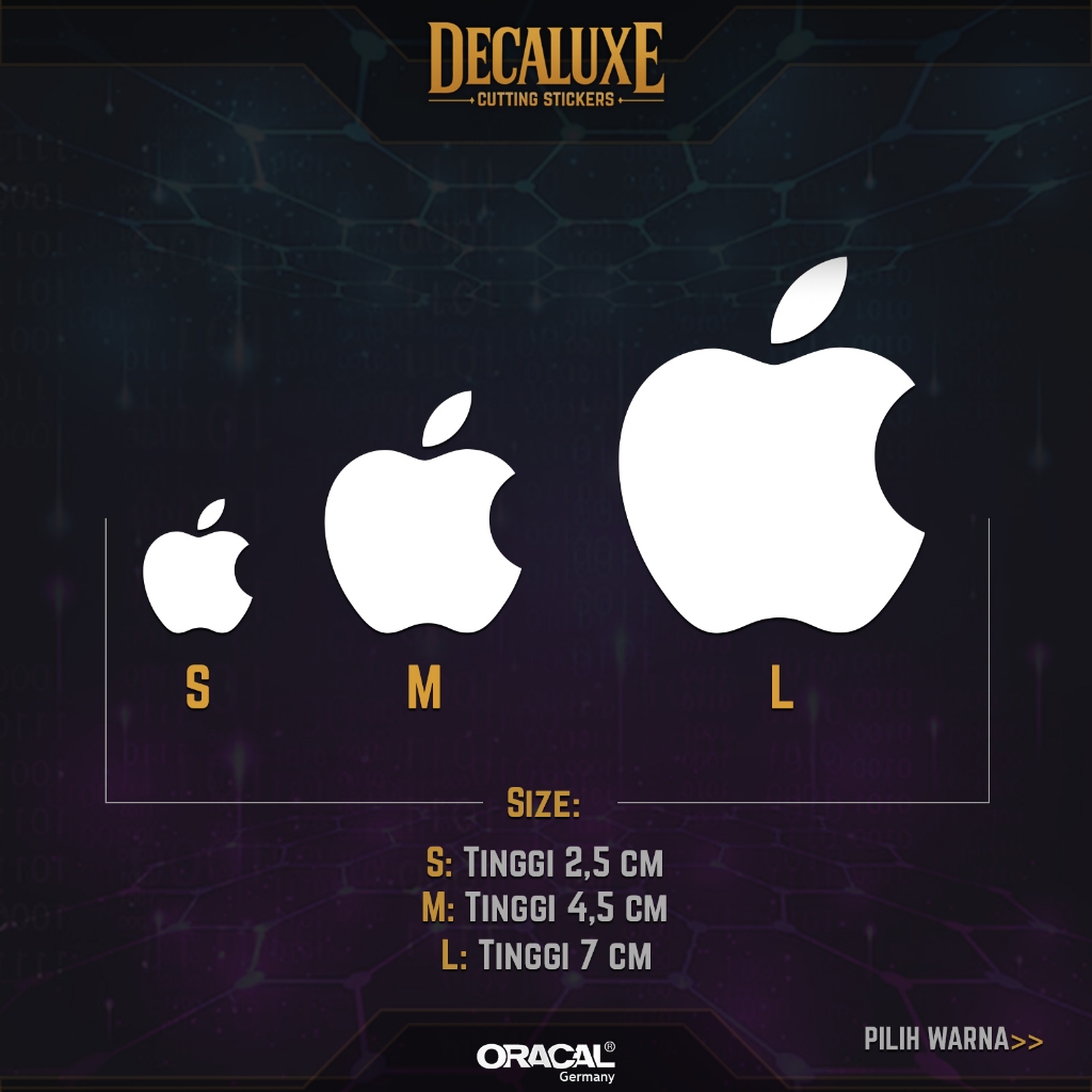Sticker Cutting Logo APPLE - Stiker Logo Apple  untuk Laptop M1 M2 M3 M4 M5 Iphone Ipad Macbook Mobi