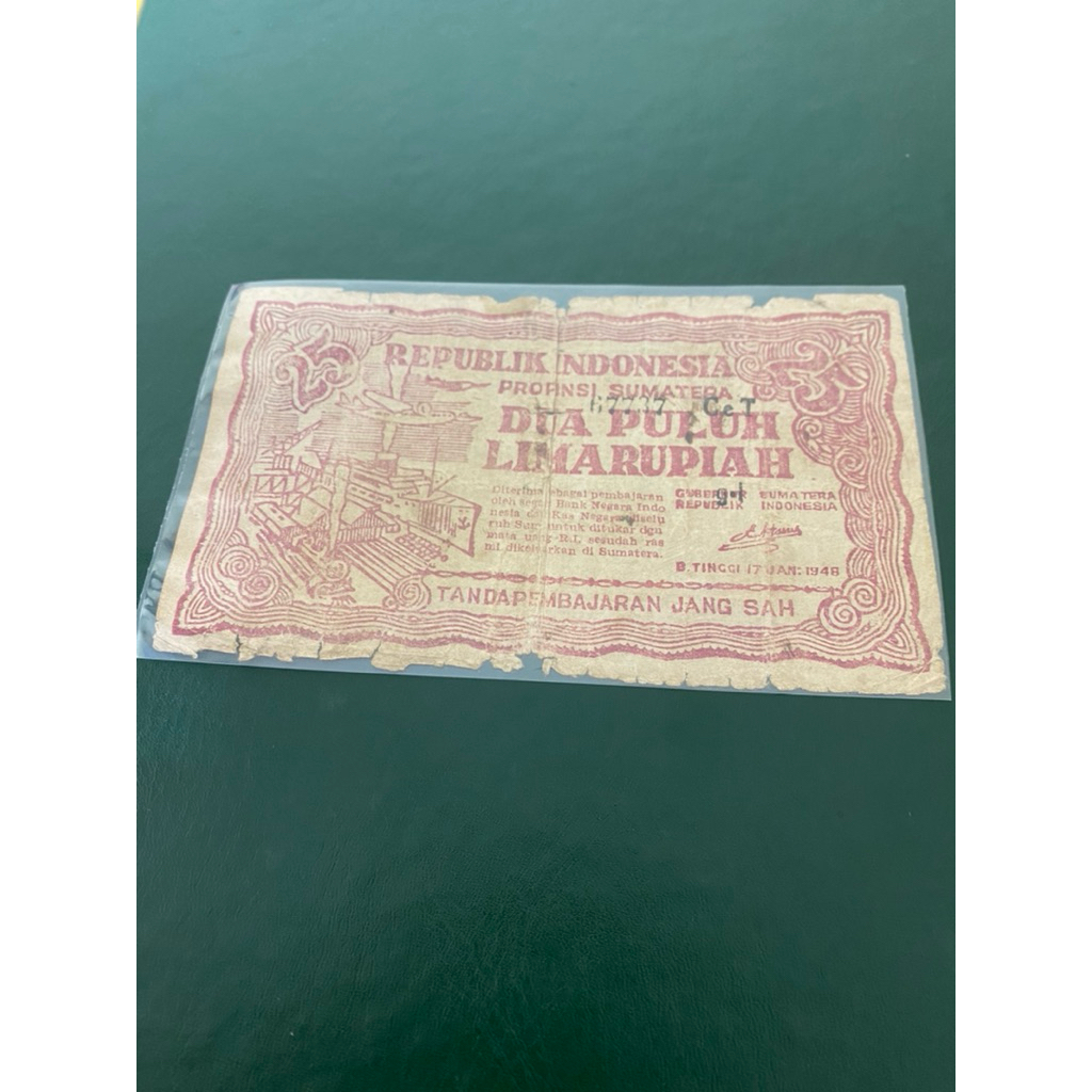 Uang Kuno Orida 25 Rupiah Ori 1948