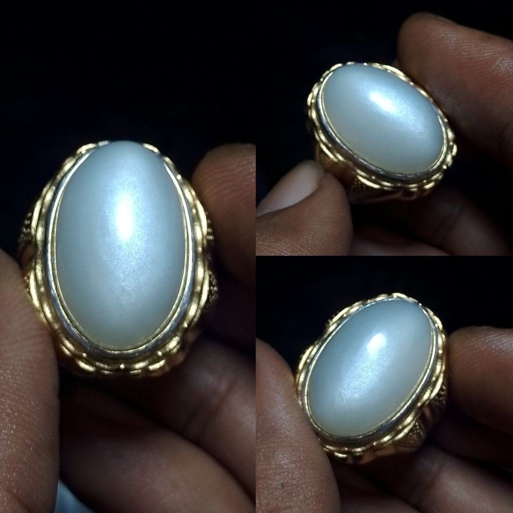 Batu cincin natural moonstone duri bulan cat eyes Vv50