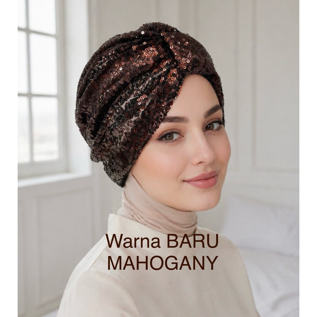 Turban Hijab Instan Sequin Mewah Turban Pesta Premium