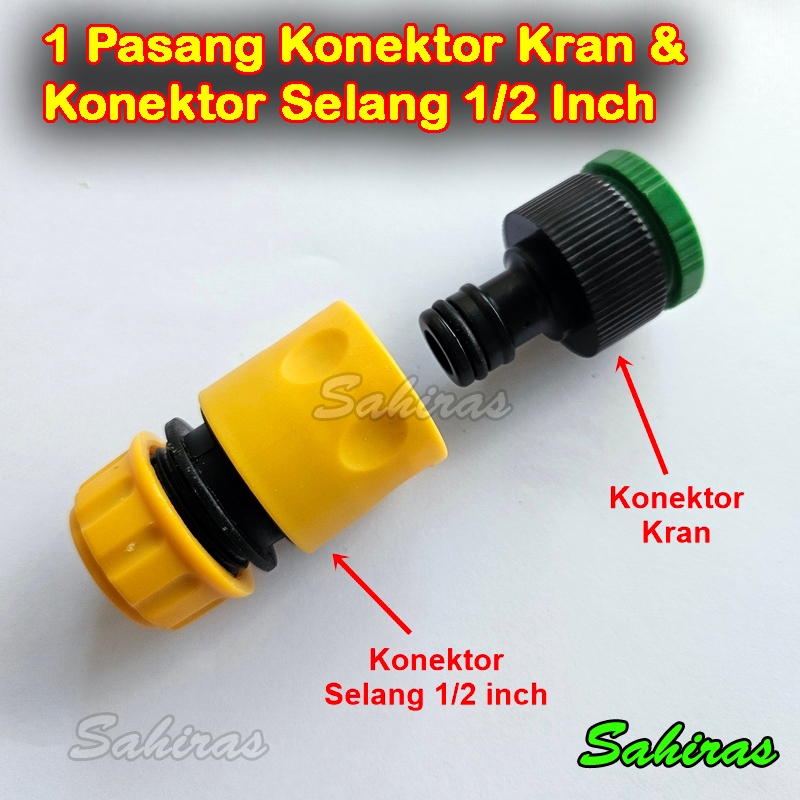 1 Set Konektor Kran Drat Dalam Ukuran 1/2 & 3/4 Inch + Konektor Selang 1/2 Inch Quick Release