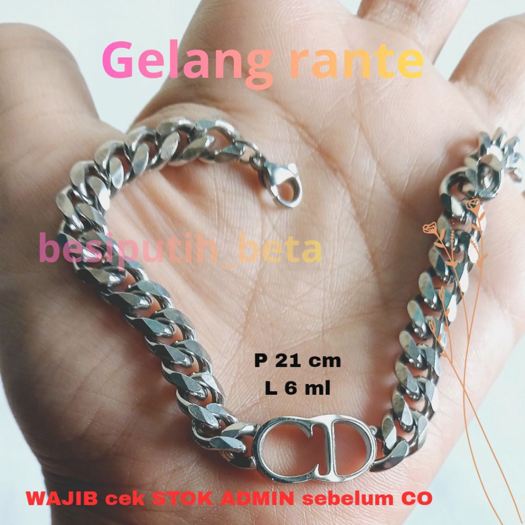 gelang rante cewek besi putih ambon asli