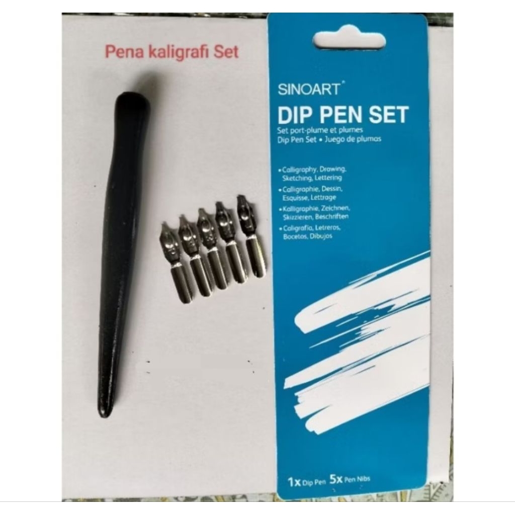 DIP PEN SET SINOART / PENA KALIGRAFI DENGAN 5 MATA PENA SET PENA