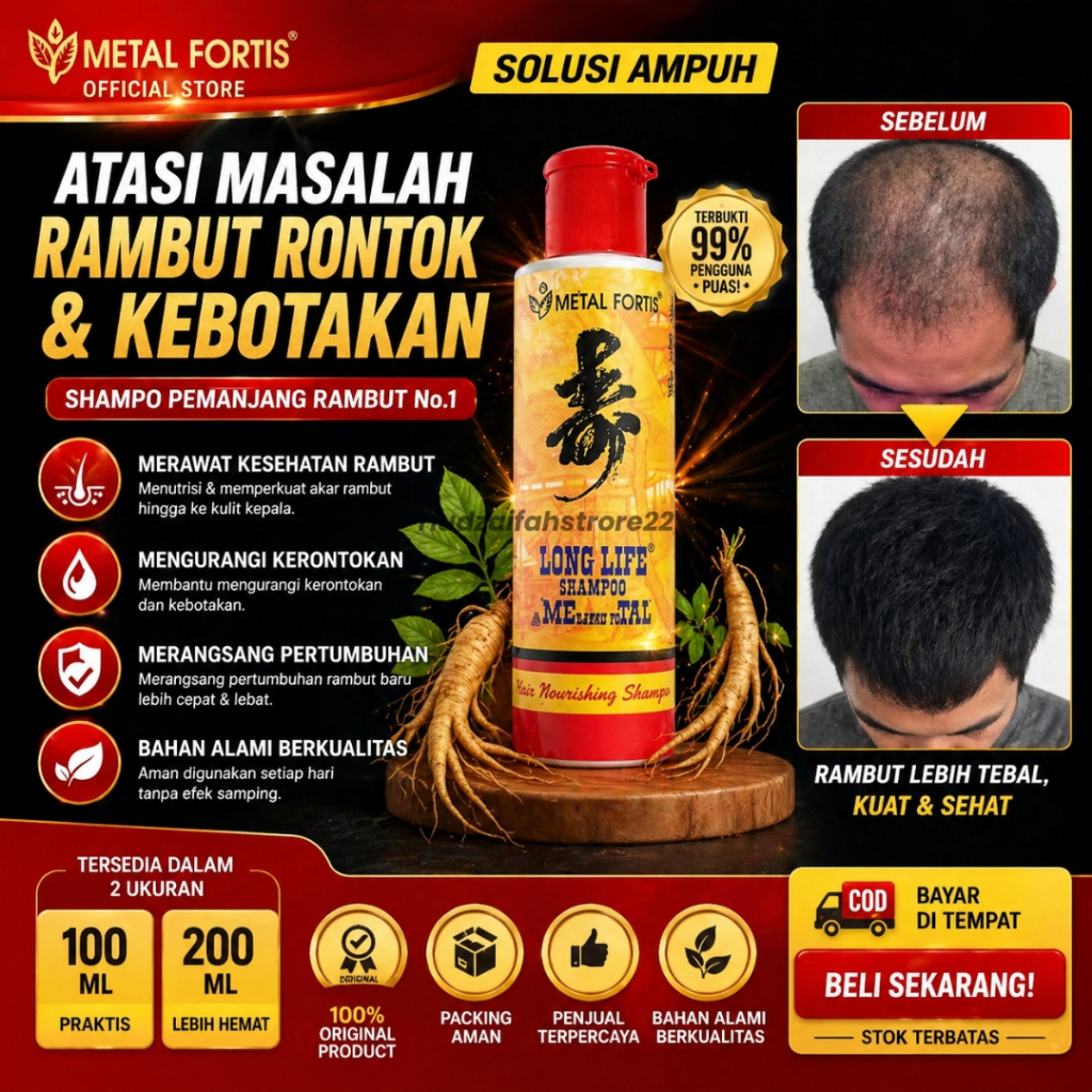 Shampo Penumbuh Rambut Cepat Panjang Long Life Shampoo Metal Pemanjang Rambut Ampuh Pria Wanita Samp