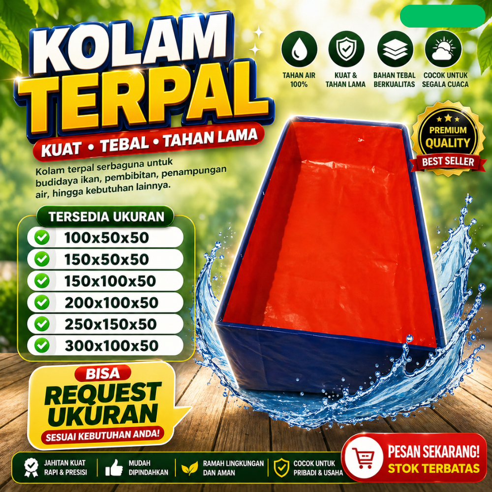 Kolam Terpal 200x100x50 Jumbo Anti Bocor Kolam Lele Nila