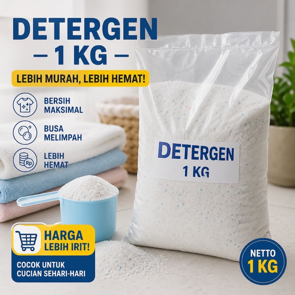 Detergen Curah 1KG Murah | Deterjen Laundry Kiloan Hemat | Busa Banyak & Bersih Maksimal