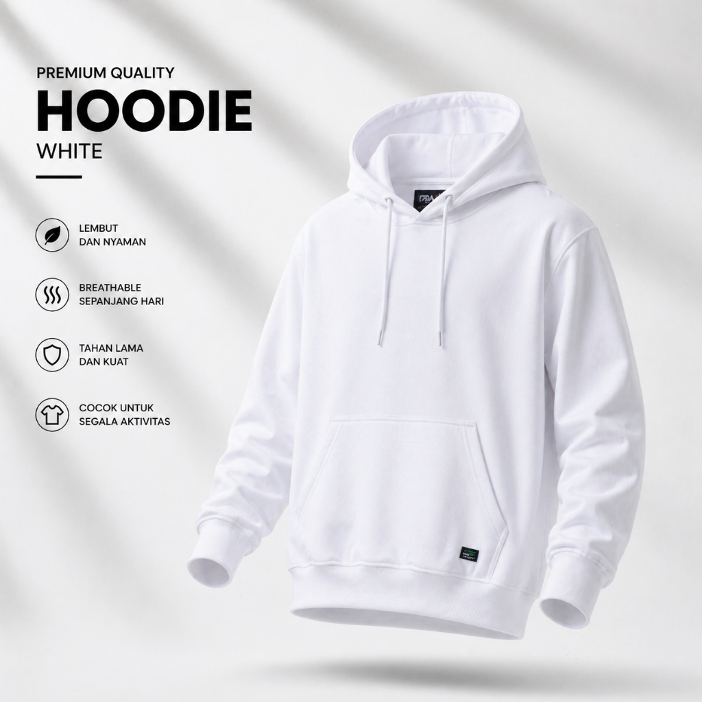 Nsa Ind Hoodie simplicity Basic  Polos White  pria wanita oversize