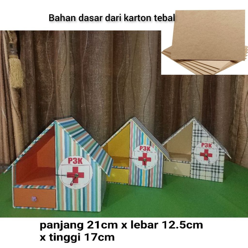 KOTAK OBAT P3K ANAK MINI model rumah bahan karton tebal