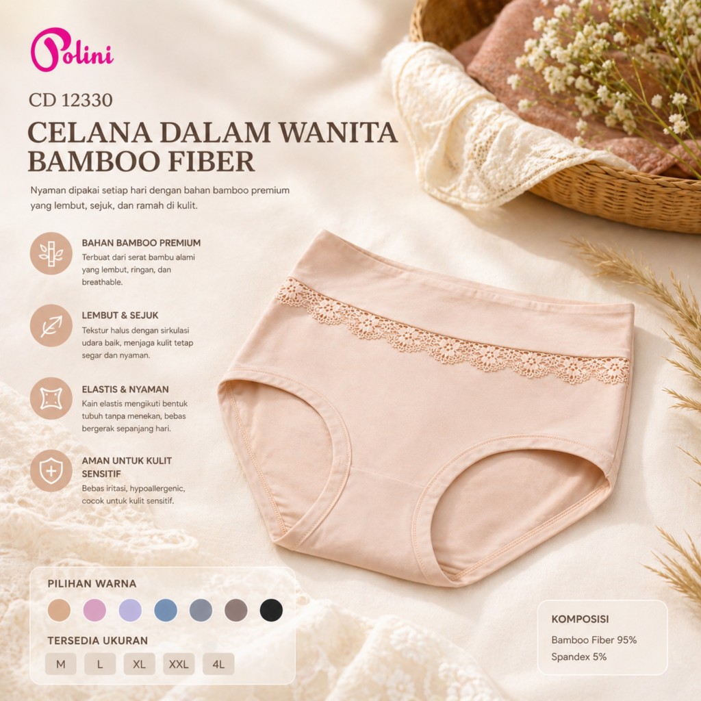 POLINI Celana Dalam Wanita Premium Best Quality  Cd Polini Renda 12330
