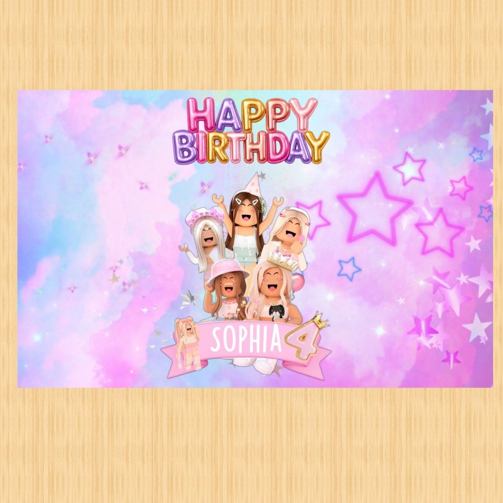 Spanduk ROBLOX banner ROBLOX spanduk banner ultah anak background ROBLOX custom backdrop ulang tahun