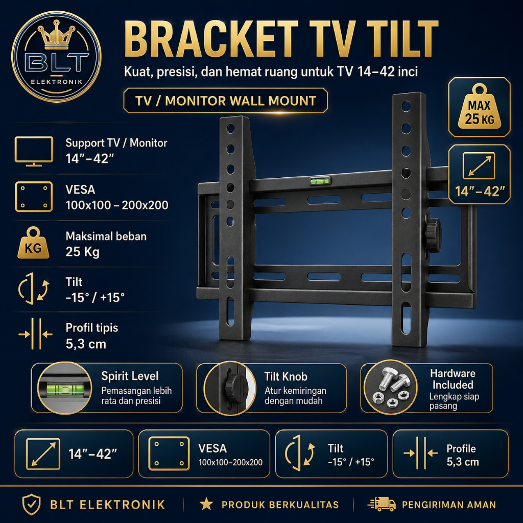 BRACKET TV LED 24 32 40 Inch Universal Fixed Tilt Breket Wall Mount Braket Sharp Polytron TCL Coocaa