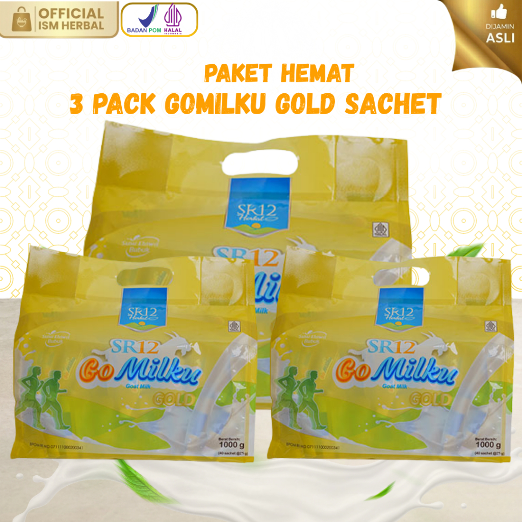 GoMilku Gold SR12 Susu Kambing Etawa Nutrisi Sendi & Tulang 3 Pack 120 Sachet Makassar