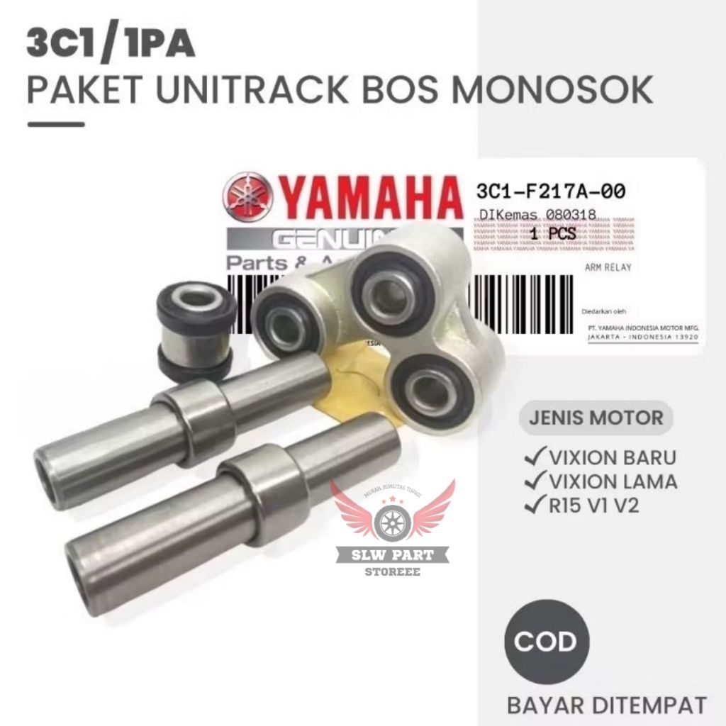 100% original Paket Bosh Bush Monoshock + Bosh Fork Arm + Unitrack Segitiga Vixion Old New 3C1 Kompl