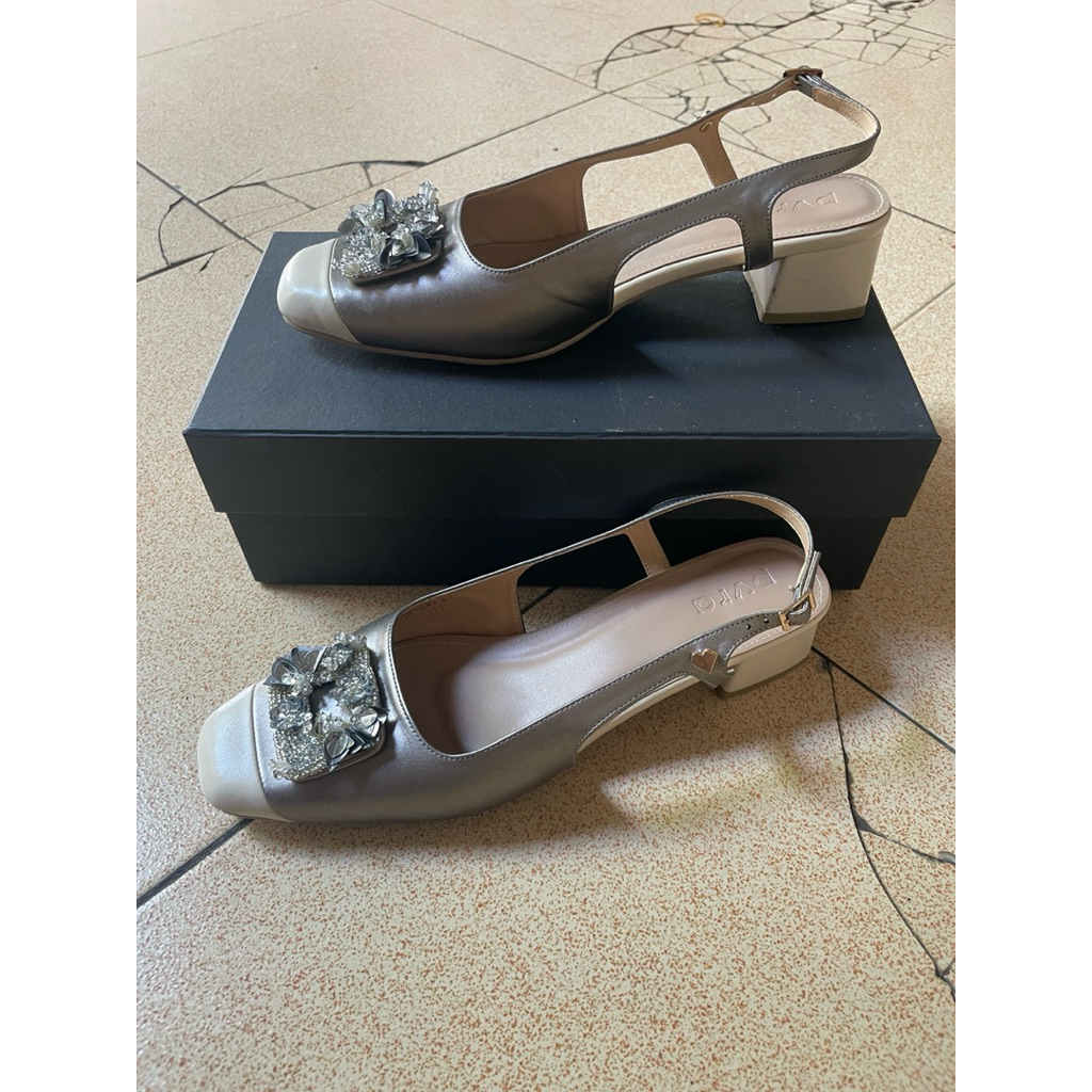 [PRELOVED] PVRA Kania Heels Bronze Ivory size 41